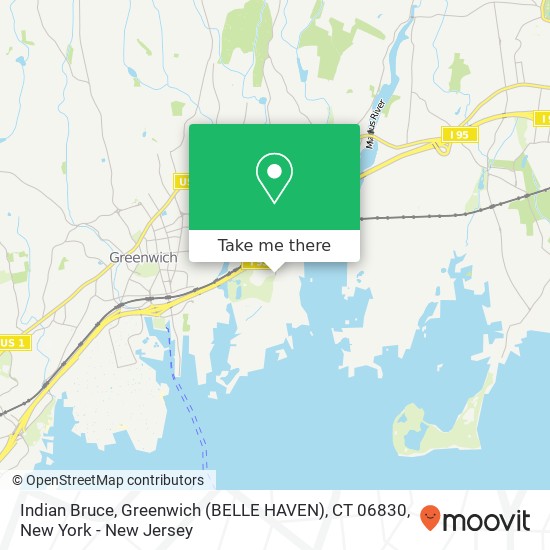 Mapa de Indian Bruce, Greenwich (BELLE HAVEN), CT 06830