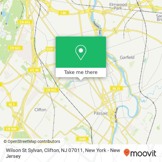 Mapa de Wilson St Sylvan, Clifton, NJ 07011