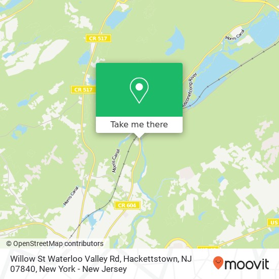 Mapa de Willow St Waterloo Valley Rd, Hackettstown, NJ 07840