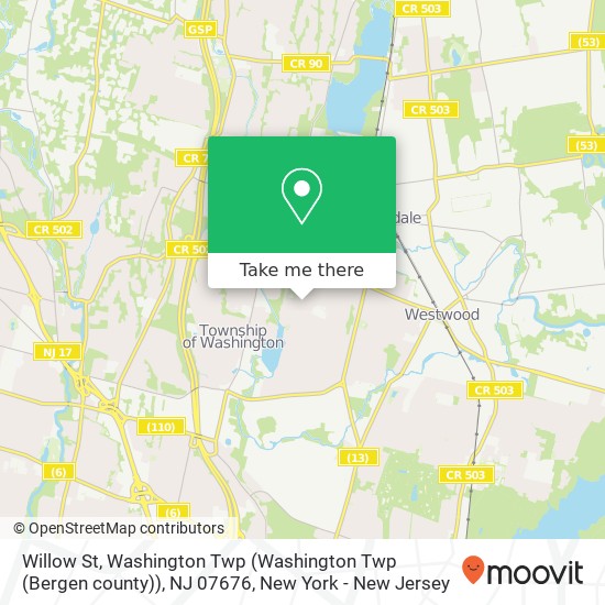 Willow St, Washington Twp (Washington Twp (Bergen county)), NJ 07676 map