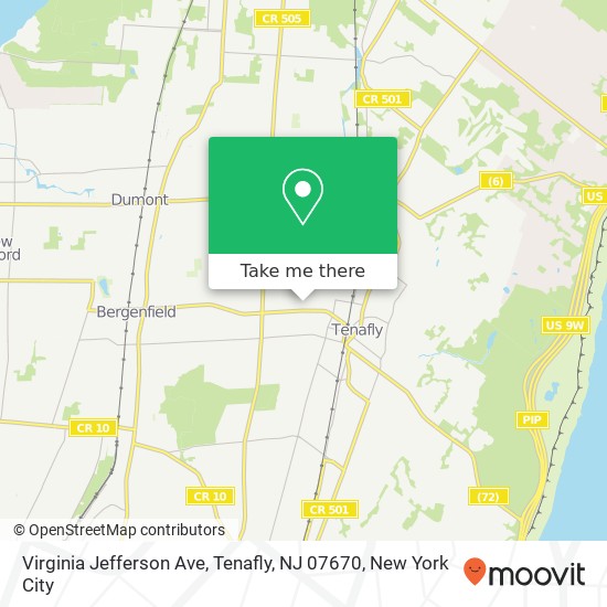 Mapa de Virginia Jefferson Ave, Tenafly, NJ 07670