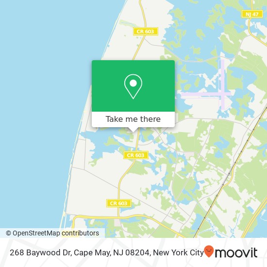 Mapa de 268 Baywood Dr, Cape May, NJ 08204