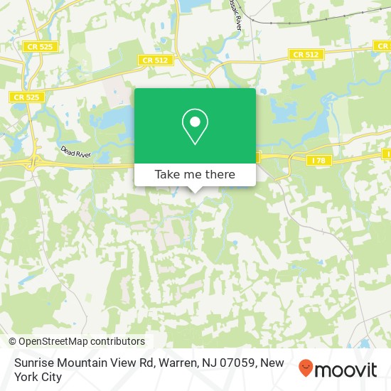 Mapa de Sunrise Mountain View Rd, Warren, NJ 07059