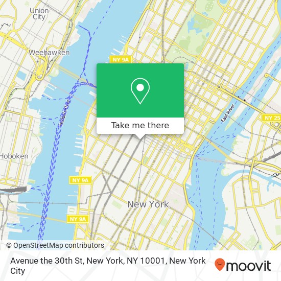 Mapa de Avenue the 30th St, New York, NY 10001