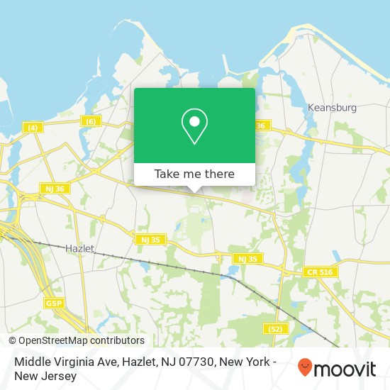 Mapa de Middle Virginia Ave, Hazlet, NJ 07730