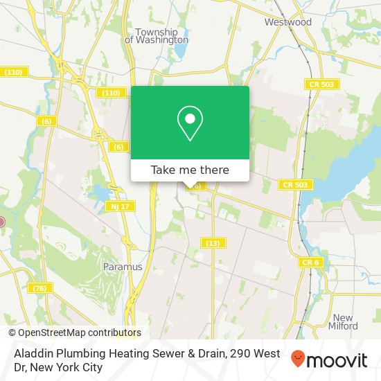 Aladdin Plumbing Heating Sewer & Drain, 290 West Dr map