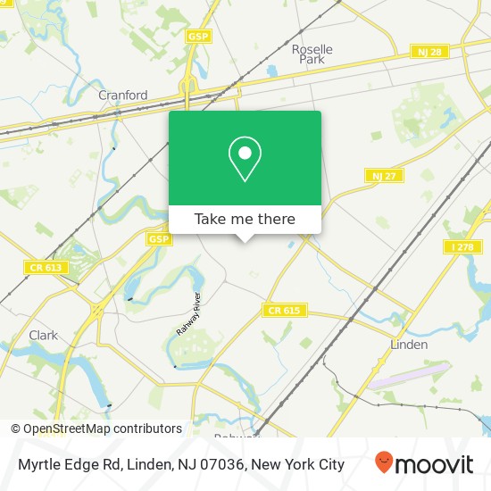 Mapa de Myrtle Edge Rd, Linden, NJ 07036