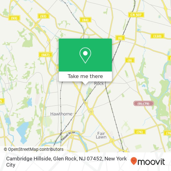 Mapa de Cambridge Hillside, Glen Rock, NJ 07452
