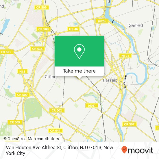 Mapa de Van Houten Ave Althea St, Clifton, NJ 07013