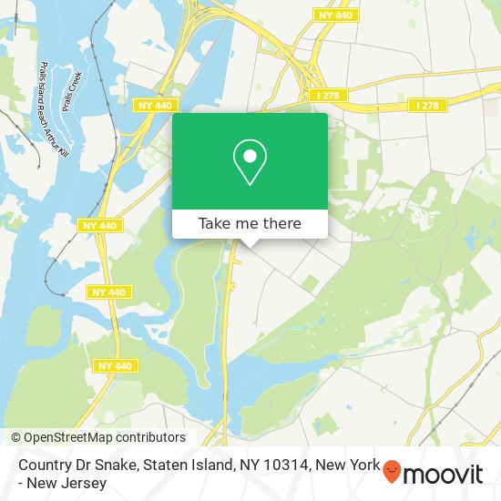 Mapa de Country Dr Snake, Staten Island, NY 10314