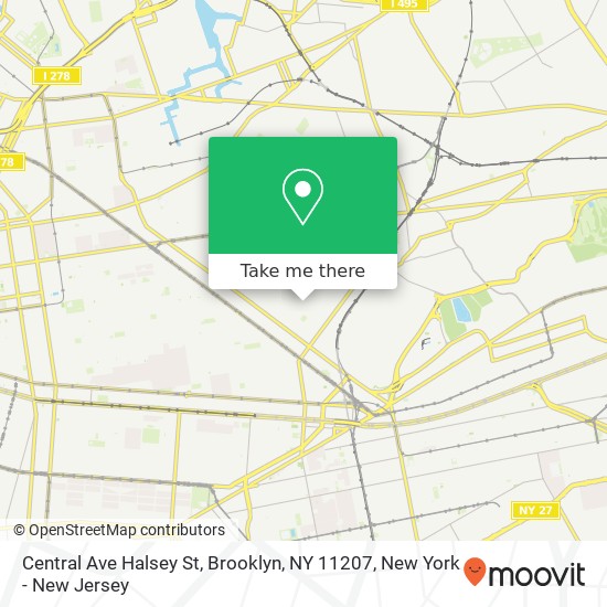 Mapa de Central Ave Halsey St, Brooklyn, NY 11207
