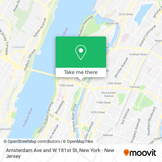 Mapa de Amsterdam Ave and W 181st St