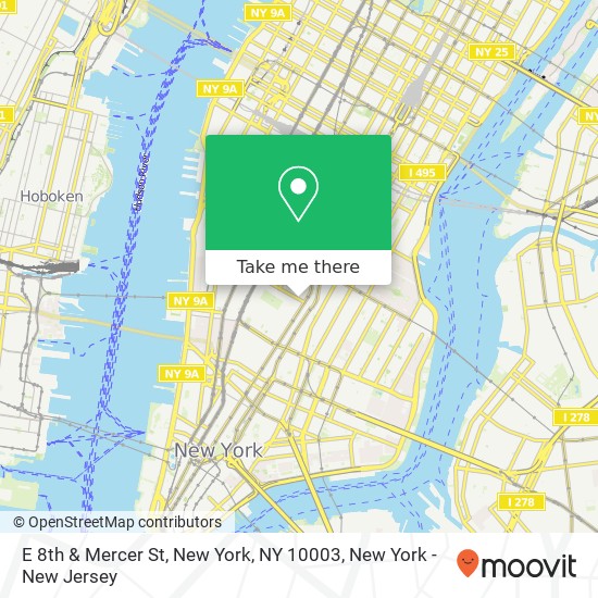E 8th & Mercer St, New York, NY 10003 map