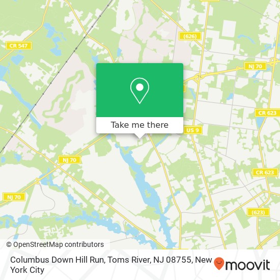 Mapa de Columbus Down Hill Run, Toms River, NJ 08755