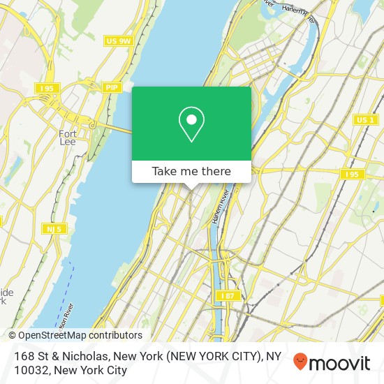 Mapa de 168 St & Nicholas, New York (NEW YORK CITY), NY 10032