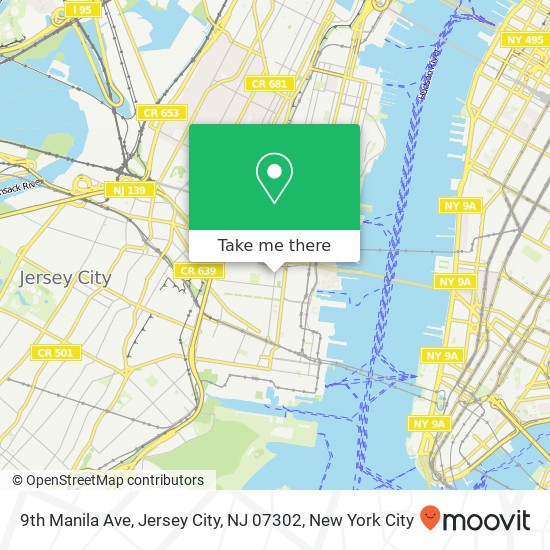 Mapa de 9th Manila Ave, Jersey City, NJ 07302