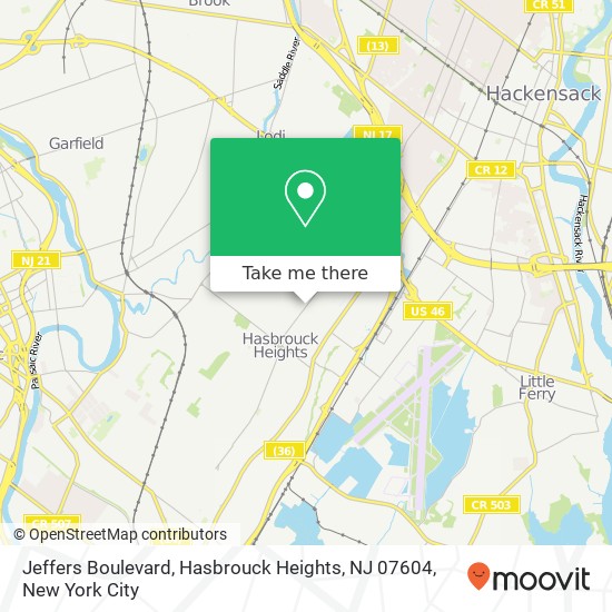 Jeffers Boulevard, Hasbrouck Heights, NJ 07604 map