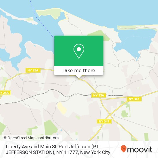 Mapa de Liberty Ave and Main St, Port Jefferson (PT JEFFERSON STATION), NY 11777