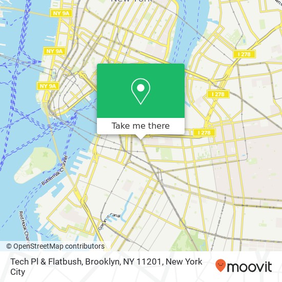 Mapa de Tech Pl & Flatbush, Brooklyn, NY 11201