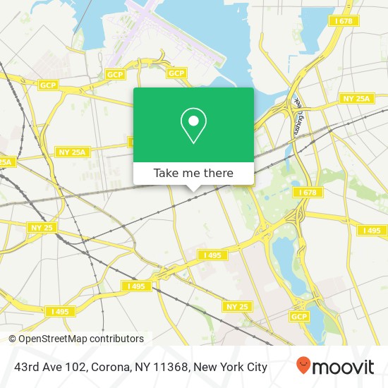 Mapa de 43rd Ave 102, Corona, NY 11368