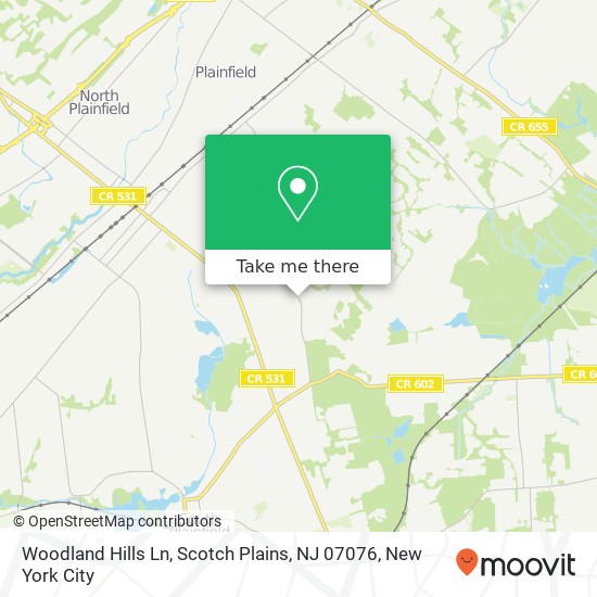 Mapa de Woodland Hills Ln, Scotch Plains, NJ 07076