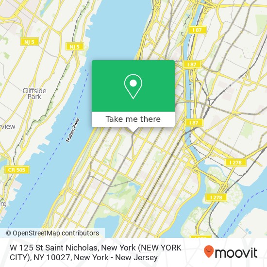 Mapa de W 125 St Saint Nicholas, New York (NEW YORK CITY), NY 10027