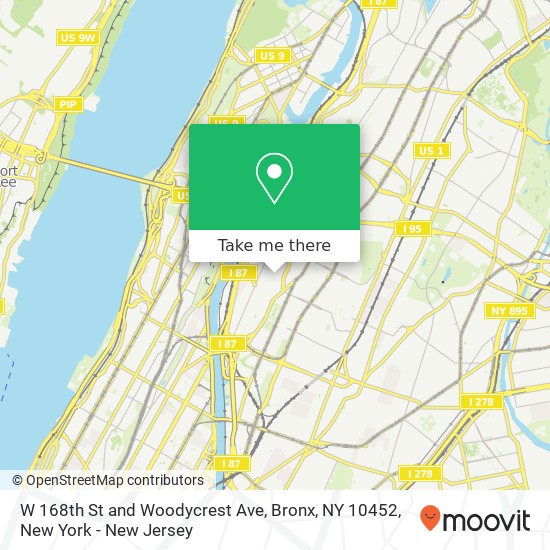 W 168th St and Woodycrest Ave, Bronx, NY 10452 map
