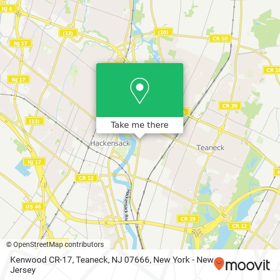 Mapa de Kenwood CR-17, Teaneck, NJ 07666