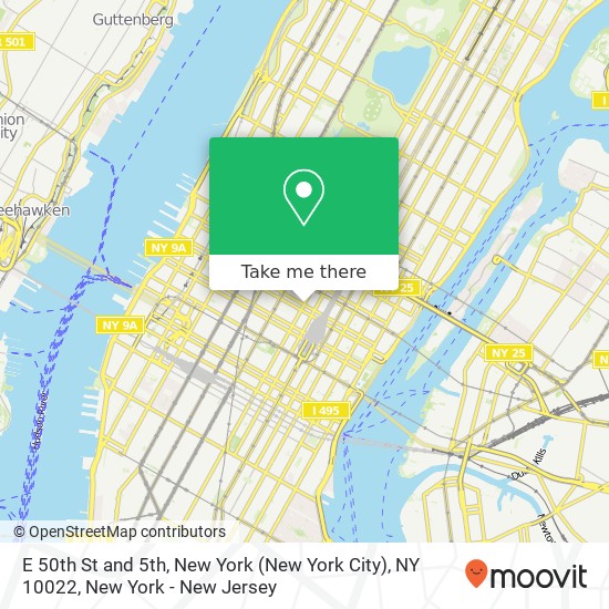 E 50th St and 5th, New York (New York City), NY 10022 map