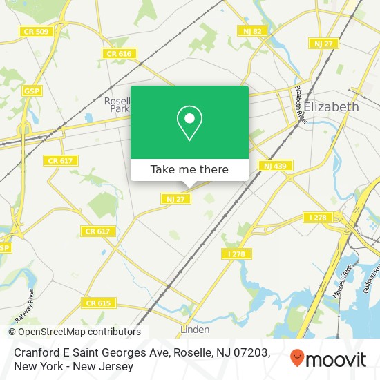 Mapa de Cranford E Saint Georges Ave, Roselle, NJ 07203