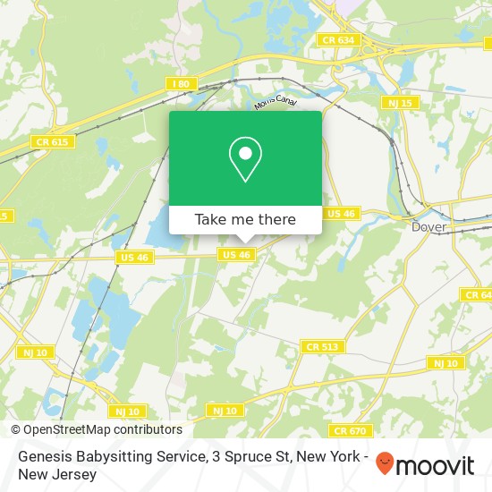 Genesis Babysitting Service, 3 Spruce St map