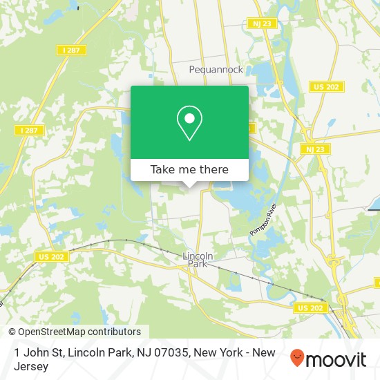 Mapa de 1 John St, Lincoln Park, NJ 07035