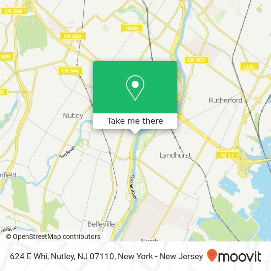 Mapa de 624 E Whi, Nutley, NJ 07110