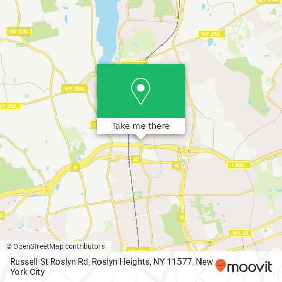 Mapa de Russell St Roslyn Rd, Roslyn Heights, NY 11577