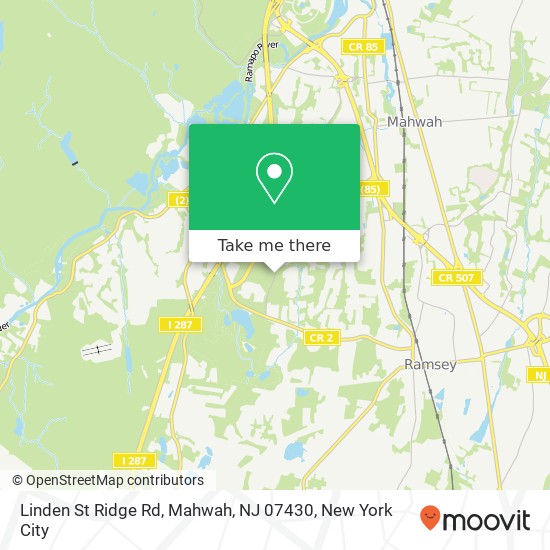Mapa de Linden St Ridge Rd, Mahwah, NJ 07430