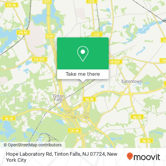 Mapa de Hope Laboratory Rd, Tinton Falls, NJ 07724