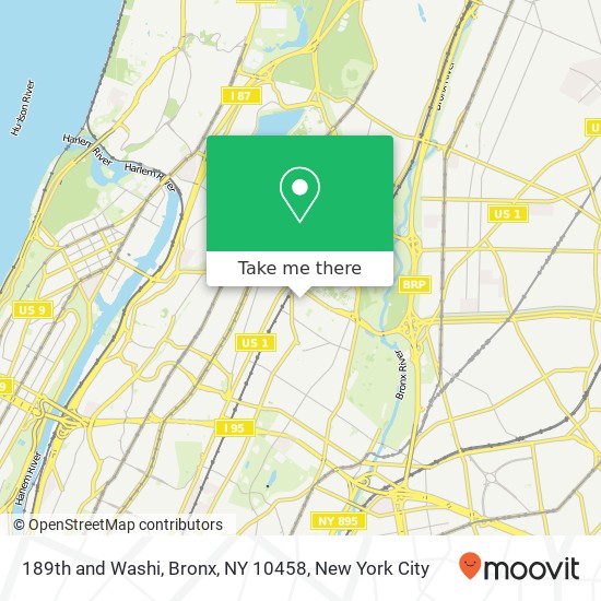 189th and Washi, Bronx, NY 10458 map