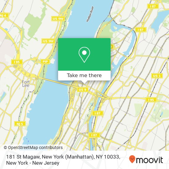 Mapa de 181 St Magaw, New York (Manhattan), NY 10033