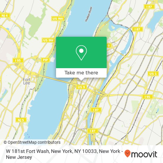 Mapa de W 181st Fort Wash, New York, NY 10033