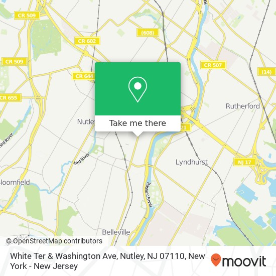 Mapa de White Ter & Washington Ave, Nutley, NJ 07110