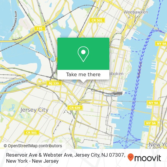 Mapa de Reservoir Ave & Webster Ave, Jersey City, NJ 07307