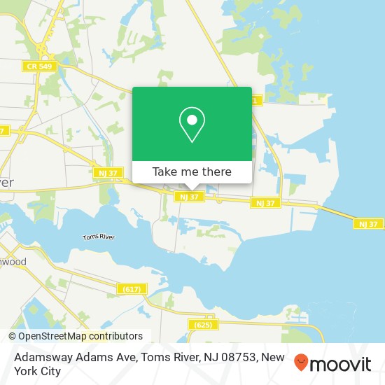 Mapa de Adamsway Adams Ave, Toms River, NJ 08753