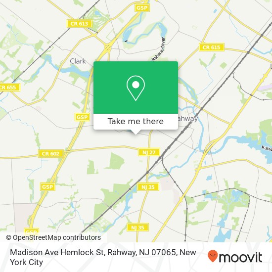 Mapa de Madison Ave Hemlock St, Rahway, NJ 07065