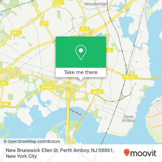 Mapa de New Brunswick Ellen St, Perth Amboy, NJ 08861