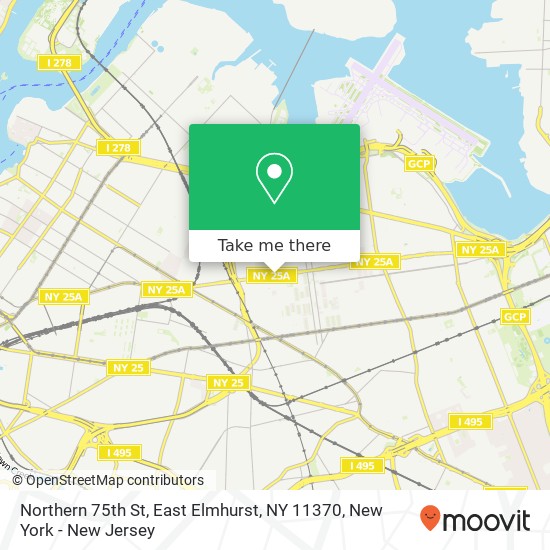 Northern 75th St, East Elmhurst, NY 11370 map