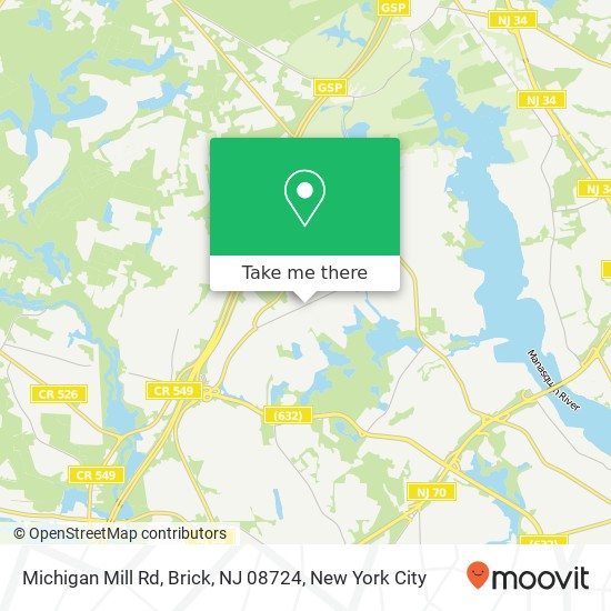 Mapa de Michigan Mill Rd, Brick, NJ 08724