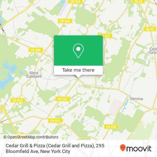 Mapa de Cedar Grill & Pizza (Cedar Grill and Pizza), 295 Bloomfield Ave