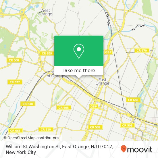 William St Washington St, East Orange, NJ 07017 map