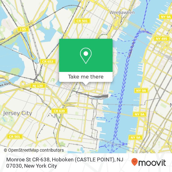 Mapa de Monroe St CR-638, Hoboken (CASTLE POINT), NJ 07030