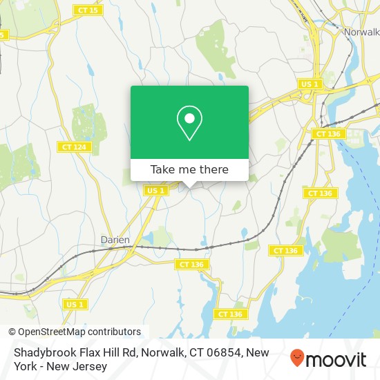 Mapa de Shadybrook Flax Hill Rd, Norwalk, CT 06854